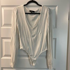 White deep v bodysuit